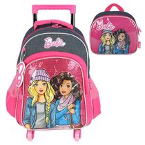 Kit Mochila De Rodinha Barbie E Amiga Rodas C/Led +Lancheira