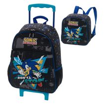 Kit Mochila De Rodinha Sonic Don't Stop +Lancheira Pacific