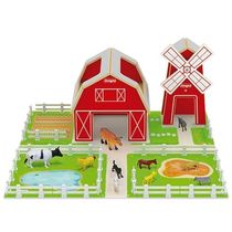 Brinquedo Madeira - Fazendinha - Casa e Moinho - Junges