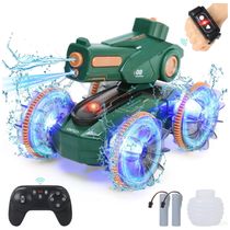 Carro de Controle Remoto 3 em 1, Carro, Barco e Tanque com Jato de Água, Luzes e Controle por Gestos, IQBOX, Verde