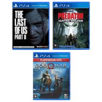 Kit de Jogos PS4 - Predator - Hunting Grounds, The Last Of Us - Part II e God Of War - Sony