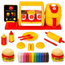 Restaurante de Brinquedo 2 Hambúrguer 15 Massinha Air Fryer