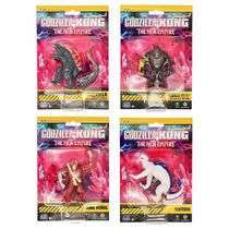 Coleção c/ 4 Bonecos Godzilla x Kong - O Novo Império 7 cm - MonsterVerse - Sunny