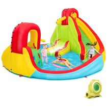 Parque Aquático Inflável até 160 kg com 2 Escorregadores, Parede de Escalada e Piscina Grande, Costzon, Colorida