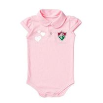 Body Bebê Fluminense Polo Rosa Manga Curta - Torcida Baby