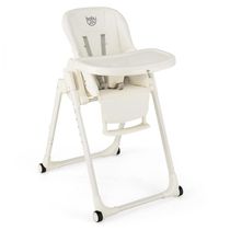 Cadeira de Alimentação Cadeirão com Apoio para os Pés e Altura do Assento Ajustável, BABY JOY, Cinza