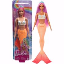 Boneca Barbie Sereia Morena Cabelo Colorido 30Cm 3+ Mattel