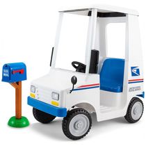 Carro Elétrico Infantil Correio com Farol LED, Sons e Bateria 6V Recarregável, Kid Trax, Branco