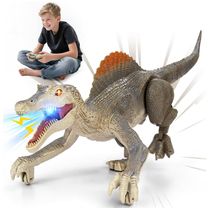 Brinquedo de dinossauro, Dinosaurio Realista de Controle Remoto para Crianças, 35 cm, 2.4GHz, Andar, Recarregável, Olhos 3D Realistas, Bokigibi
