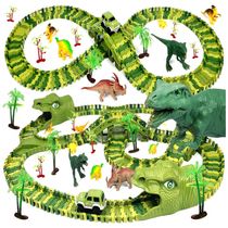 Brinquedos de Dinossauros para Crianças 266 Peças Crie um Mundo dos Dinossauros com Pistas de Corrida, great dachong