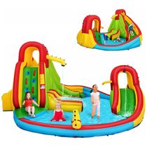 Parque Aquático Inflável até 160 kg com 2 Escorregadores, Parede de Escalada e Piscina Grande para Crianças e Adultos, Costzon, Colorido