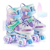 Patins Infantil Sereia Ajustável+ Rodas Em Led+