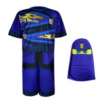 Fantasia Ninjago Infantil Lego Samurai Macacão Curto Com Gorro