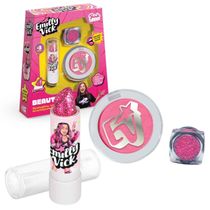 Kit Maquiagem Beauty Mix Emilly Vick Dos Rosas Original, Brink Model, Glitter Batom Blush