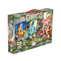 Quebra Cabeça Progressivo Dinossauros 3 em 1 Big Star