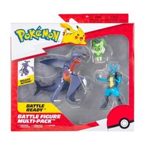 Pokemon - Multipack 3 Bonecos Campeas – Garchomp , Sprigatito, Lucario - Sunny
