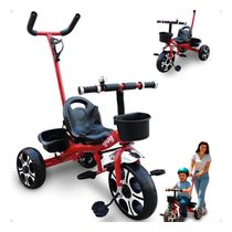 TRICICLO PARA CRIANÇA COM ALÇA DE EMPURRAR VERMELHA SHINY TOYS