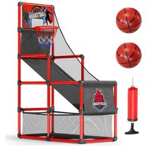Cesta de Basquete Arcade Inclui Bola, Ideal Como Presente de Festa Para Pequenos Atletas de 3 a 9 Anos, BESTKID BALL, Vermelha