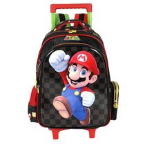 Mochila de Rodinhas Luxcel Com Alça Mario Bros Preto