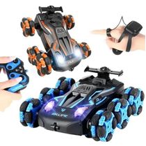 Carro Controle Remoto 6 Rodas + Controle Movimento Mãos Stunt Racer Laranja