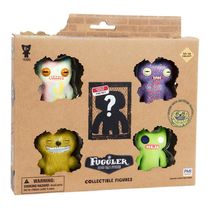 Kit com 5 Mini Bonecos Fuggler 6cm Verde, Tie-Dye, Roxo e Amarelo