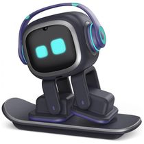 Robô Companheiro Inteligente Preto e Prateado – EMOPET AI Desk Robot Companion, Comandos de Voz, Dança e Estação de Recarga