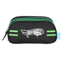 Estojo Escolar Triplo Hot Wheels Skate Finger Verde Luxcel