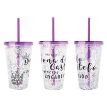 Copo De Plástico 450Ml Shine Teen Com Canudo - Art Brink