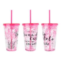 Copo De Plástico 450Ml Shine Teen Com Canudo - Art Brink