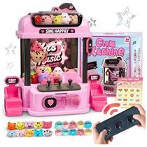 Máquina de Garra Rosa JoyfoxToy – Mini Arcade Infantil com Controle Remoto, 10 Pelúcias, 10 Cápsulas e Moedas