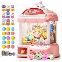 Máquina de Garra Rosa MIAOKE Large Claw Machine – Mini Arcade Infantil com 30 Prêmios, 24 Moedas, Luzes LED e Som Ajustável