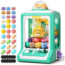 Máquina de Garra Infantil Jovow Doggy Green, Mini Arcade Eletrônica com Música e 30 Brinquedos, Prêmio e Diversão para Festas e Crianças