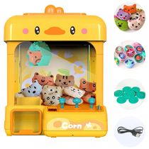 Claw Machine cxjoigxi Duck Amarela – Máquina de Garra Eletrônica Infantil com Luzes, Sons Ajustáveis e Dispensador de Brinquedos