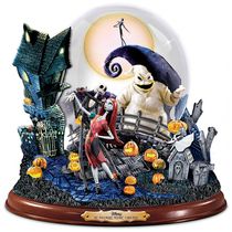 Globo de Neve Musical Tim Burton The Nightmare Before Christmas com Base Rotativa e Luzes - The Bradford Exchange, Personagens em Resina Pintada