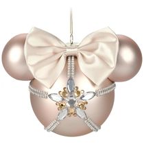 Enfeite Natalino Disney Minnie Mouse Sketchbook, Bola de Vidro com Detalhes Rosé e Pedras Preciosas