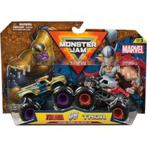 Pack c/ 2 Monster Jam Heróis Marvel - Carro Monstro em Metal 1/64 - Spin Master