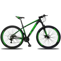 "Bicicleta Aro 29 Ksw 24v Tourney Freio Hidraulico Trava E K7 - Preto-verde - 19"""