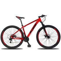 "Bicicleta Aro 29 Ksw 24v Tourney Freio Hidraulico Trava E K7 - Vermelho-preto - 21"""