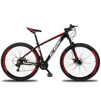 Bicicleta Aro 29 Ksw 24v Cambio Traseiro Acera Freio A Disco - - 19 Preto-vermelho E Branco