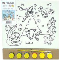 Kit Pintura Tela 25x30 Cm - Fundo Do Mar - Kits For Kids