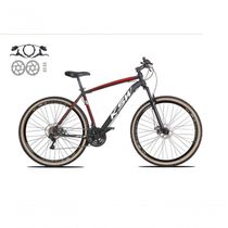 Bicicleta Aro 29 Ksw Xlt 24v Freios Disco Hidráulicos Garfo Suspensão Pneu Faixa - Preto/vermelho/amarelo Tam.15