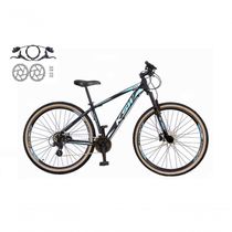 Bicicleta Aro 29 Ksw Xlt 24v Freios Disco Hidráulicos Garfo Suspensão Pneu Faixa - Preto/azul Tam.21