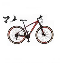Bicicleta Aro 29 Ksw Xlt Alumínio 24v Câmbios Shimano Garfo Suspensão Pneu Faixa Bege Preto-vermelho-laranja 19