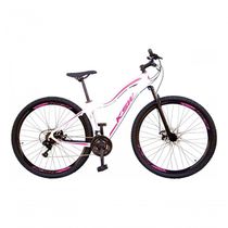 Bicicleta Feminina Aro 29 Ksw Mwza Alumínio 27v Freio A Disco Mecânico - Branco-pink-violeta Tam.17