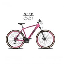 Bicicleta Aro 29 Ksw Xlt 24v Freios Disco Hidráulicos Garfo Suspensão Pneu Faixa - Rosa Tam.17