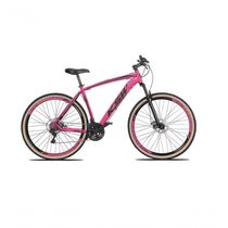 Bicicleta Aro 29 Ksw Xlt Alumínio 27v Freio Disco Mecânico Garfo Suspensão Pneu Faixa - Rosa Tam.17