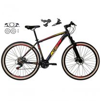Bicicleta Aro 29 Ksw Xlt 24v K7 Câmbios Shimano Freio Hidráulico Garfo Trava Pneu Faixa - Preto/vermelho/amarelo Tam.17