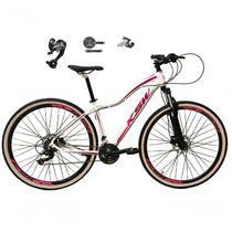Bicicleta Feminina Aro 29 Ksw Mwza 27v Shimano Altus Freios Hidráulicos Trava Pneu Bege - Branco-pink-violeta Tam.17