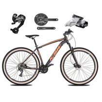 Bicicleta Aro 29 Ksw Xlt 27v Câmbios Shimano Altus Freios Hidráulicos Garfo Trava Pneu Faixa - Preto/laranja Tam.19