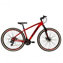 Bicicleta Aro 29 Ksw Xlt Alumínio 27v Freio Disco Mecânico Garfo Suspensão Pneu Faixa - Vermelho Tam.17